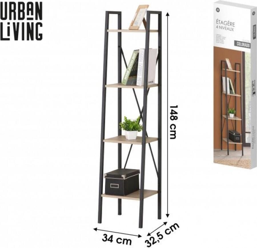 Urban Living COLORADO 4-LAAGS PLANK 34X32.5XH148CM