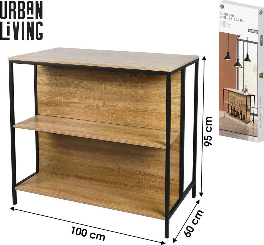 Urban Living COLORADO Bartafel met 2 legplanken