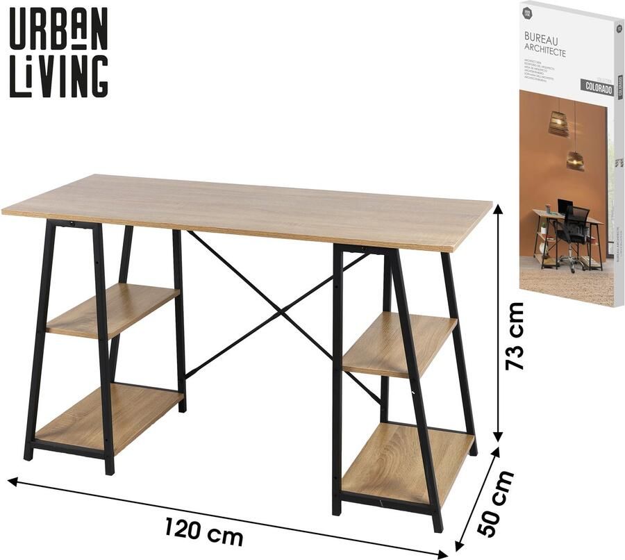 Urban Living COLORADO Bureau in architectenstijl 120x50xH73 cm