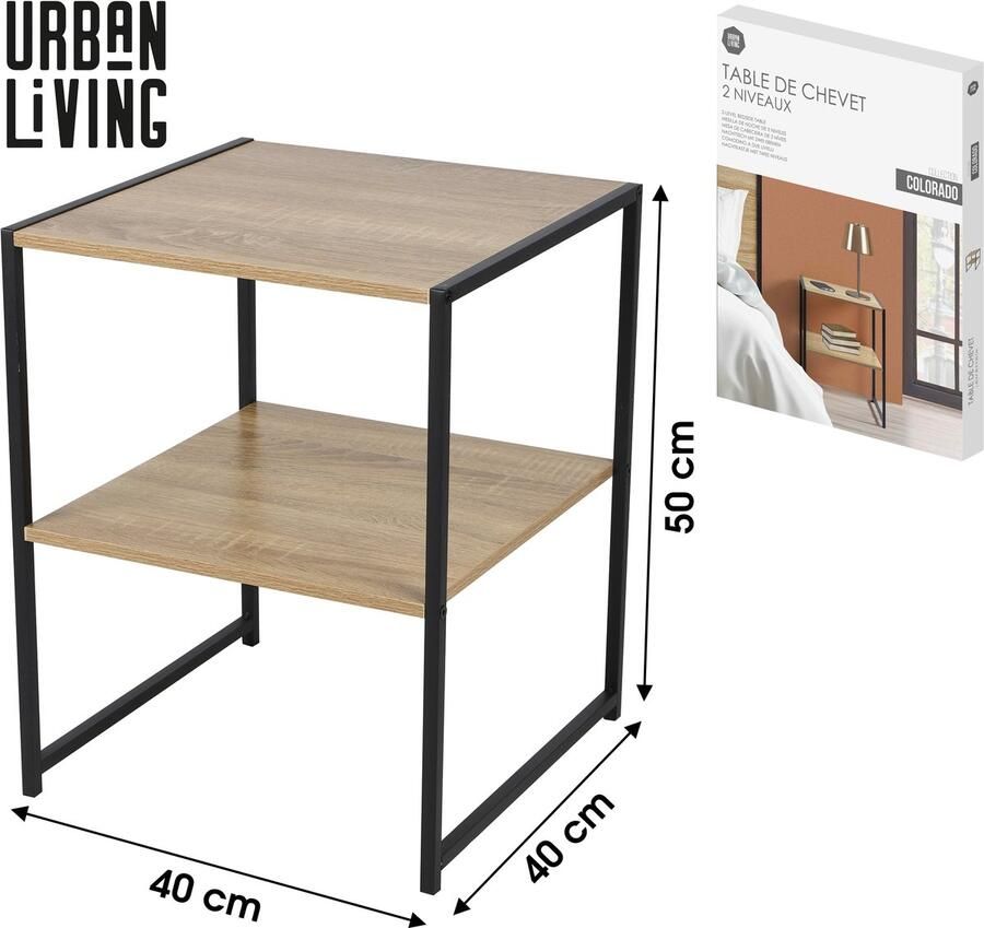 Urban Living COLORADO Nachtkastje met 2 planken