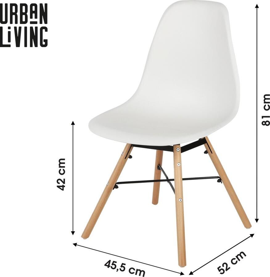 Urban Living JENA Eetkamerstoelen Wit met Hout Metalen onderstel eetkamerstoel Eetkamerstoelen set van 4 - Foto 2