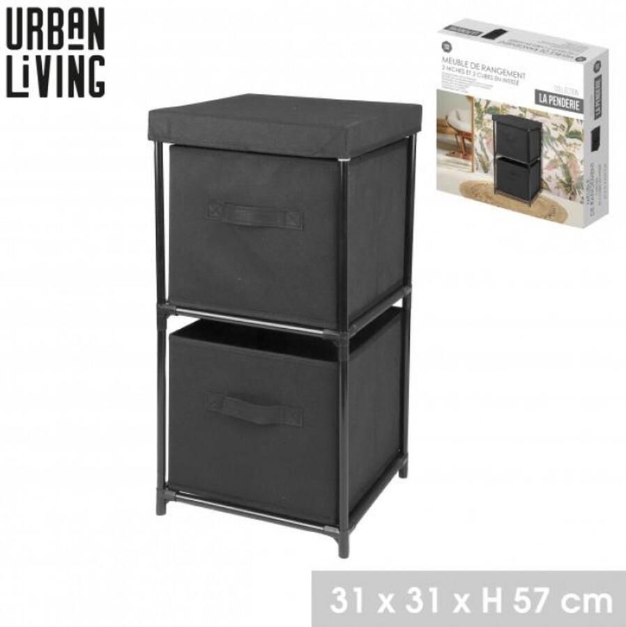 Urban Living LE KUBE meubel met 2 vakken en 2 vilten kubussen 31x31xH57 cm