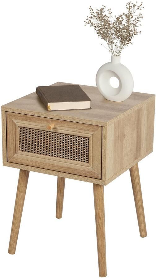 Urban Living Nachtkastje Bali Ibiza stijl hout met lade 39 x 39 x 57 cm