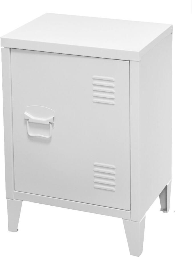Urban Living Nachtkastje Locker industrieel wit metaal met deurtje 40 x 30 x 57 cm