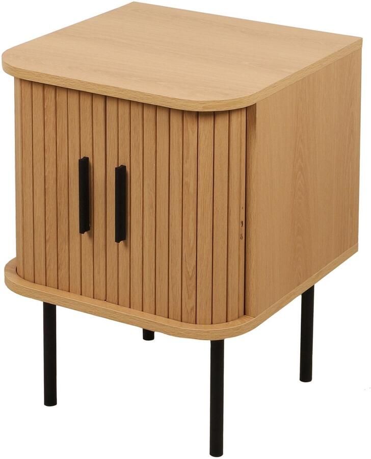 Urban Living BONNIE NACHTKASTJE 2 SCHUIFDEUREN ZWARTE HANDGREPEN 40X40XH53CM