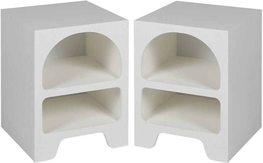 Urban Living Nachtkastje Wabi Sabi stijl 2x organisch 2 vakken wit kunststof 40 x 40 x 55 cm