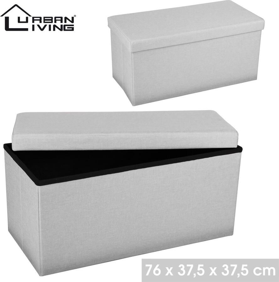 Urban Living – Opbergkubus Poef Licht Grijs