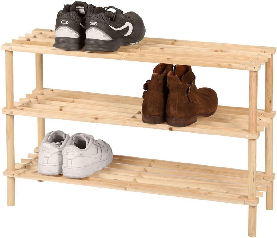Urban Living Schoenenrek van hout 3-laags 74 x 26 x 48 cm schoenen opbergen