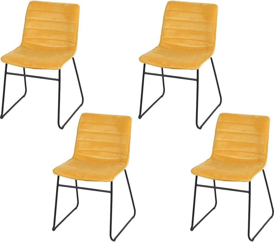 Urban Living BROOKLYN SET VAN 4 VELVET EETKAMERSTOELEN MOSTERDGEEL 55X45XH78CM - Foto 2
