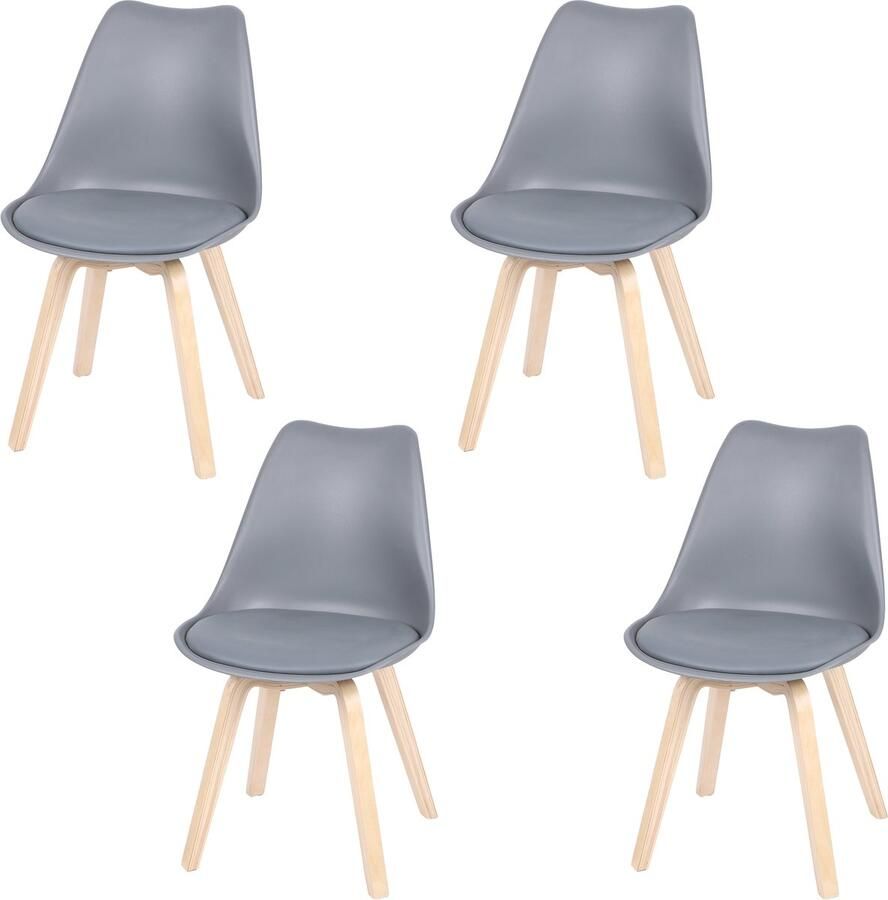 Urban Living set van 4 EMY grijze stoelen met kussen 45 x 58 x 49 H82 cm - Foto 2