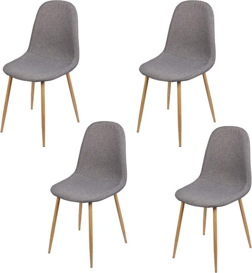 Urban Living SET VAN 4 OSLO STOELEN IN DONKERGRIJS STOF MET METALEN POTEN IN HOUTLOOK - Foto 2