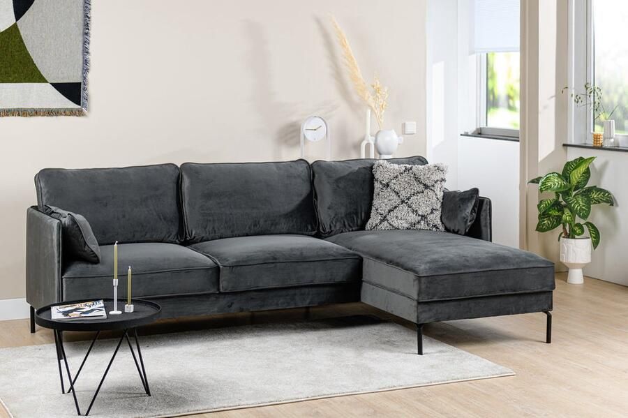 Urban Pieces Mick 3-zits bank donkergrijs stof Fashion Velvet