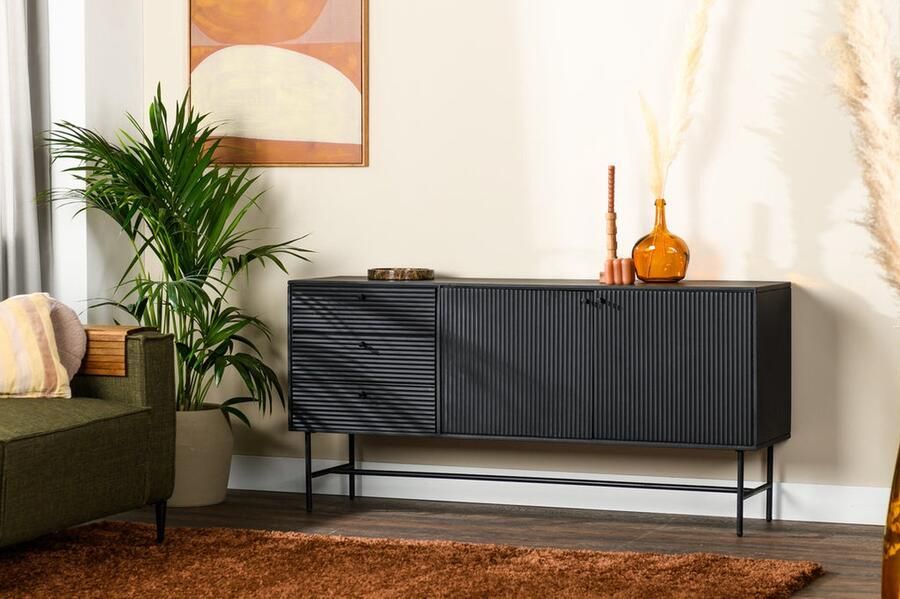 Urban Pieces Mick dressoir zwart acaciahout en staal