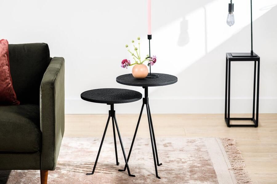 Urban Pieces salontafel Liv bijzettafel salontafel rond tafeltje salontafel industrieel Coffee table zwarte salontafel woonkamer tafel