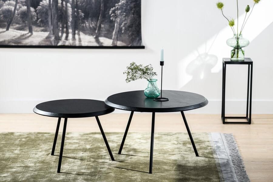 Urban Pieces Stijn Salontafel rond zwart acaciahout en staal