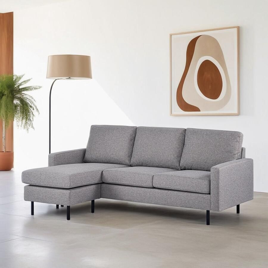 Bold Living Hoekbank Felicity Grijs Malmo Longchair L+R