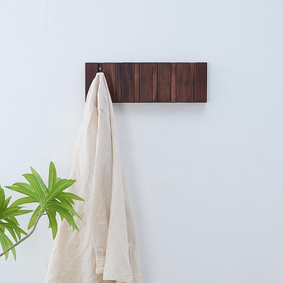 Urban State Piano kapstok donker hout wandkapstok 6 haken kapstok hangend walnoot finish - Foto 2