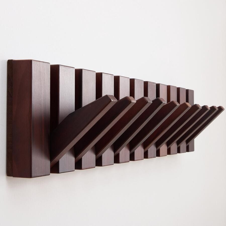 Urban State Piano kapstok donker hout wandkapstok 10 haken kapstok hangend walnoot finish