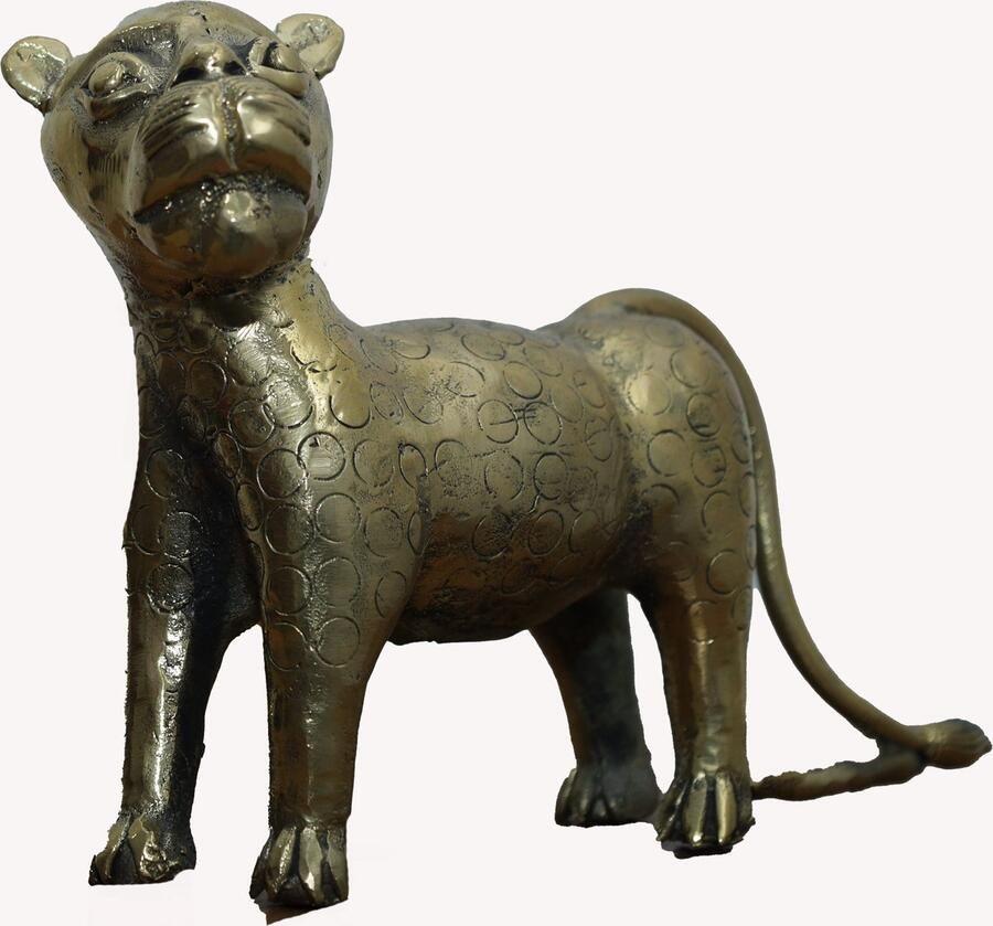 Urbane Hide Handgemaakt luipaardstandbeeld Tafel Artefact Metalen pronkstuk Woning- en kantoordecor