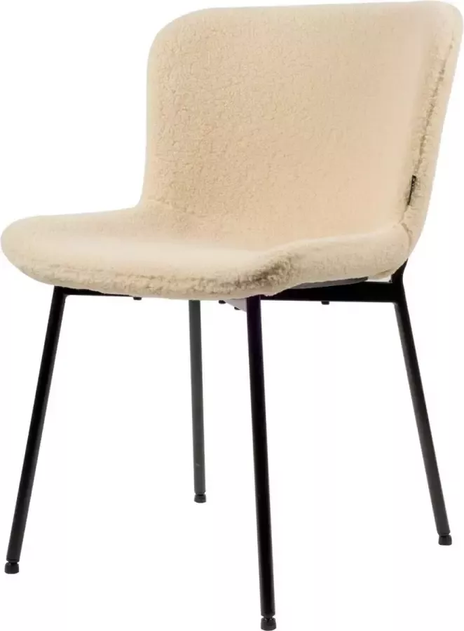 Usuals Blossom Stoel Teddy Crème Design eetkamerstoel Zwart stalen poten Teddy stof