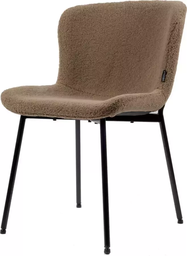 Usuals Blossom Stoel Teddy Taupe Design eetkamerstoel Zwart stalen poten Teddy stof