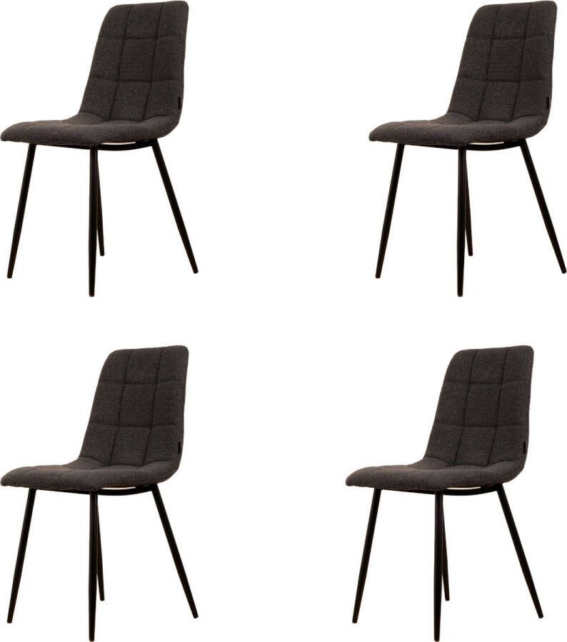 Usuals Elise Eetkamerstoel Antrasiet Boucle Set van 4