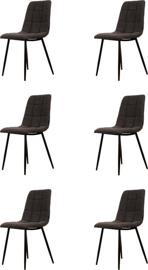 Usuals Elise Eetkamerstoel Antrasiet Boucle Set van 6