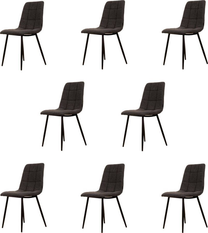 Usuals Elise Eetkamerstoel Antrasiet Boucle Set van 8