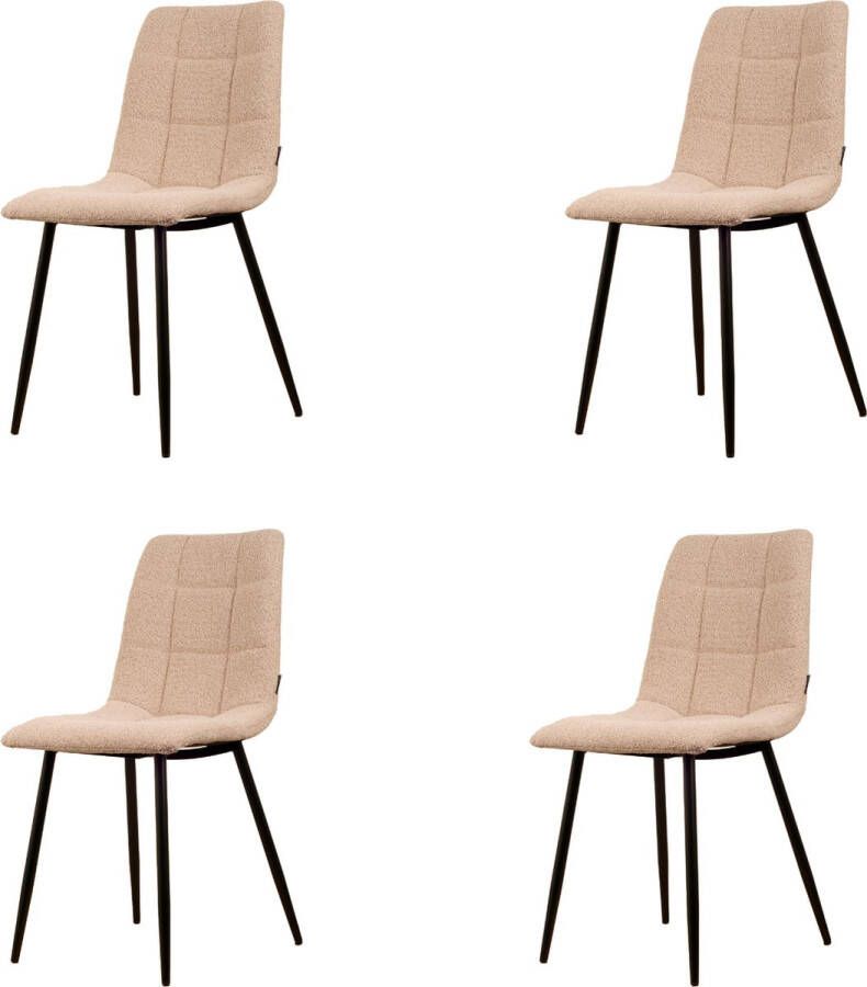 Usuals Elise Eetkamerstoel Beige Boucle Set van 6