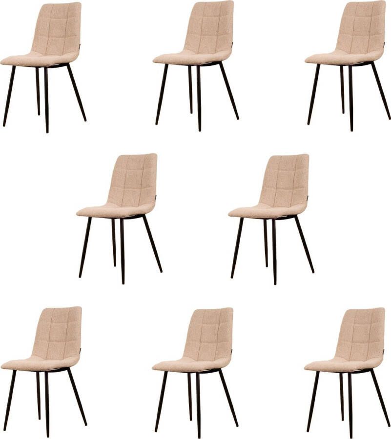 Usuals Elise Eetkamerstoel Beige Boucle Set van 8 45cm x 85cm Stijlvolle eetkamerstoel