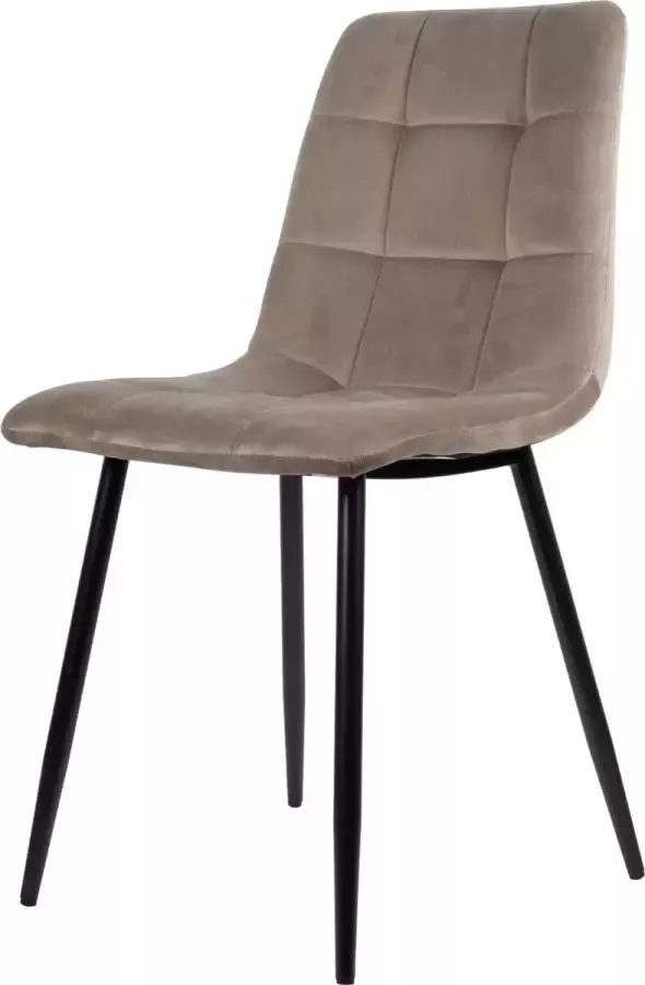 Usuals Elise Eetkamerstoel Beige Velours Velvet Stoel met zwart stalen poten Design eetkamerstoelen
