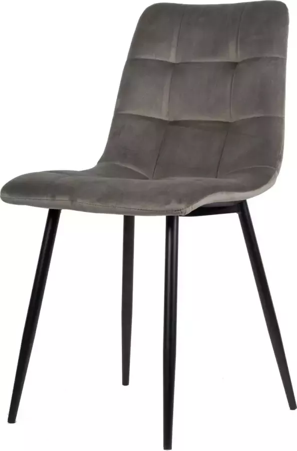 Usuals Elise Eetkamerstoel Grijs Velours Velvet Zwart stalen poten Design eetkamerstoel
