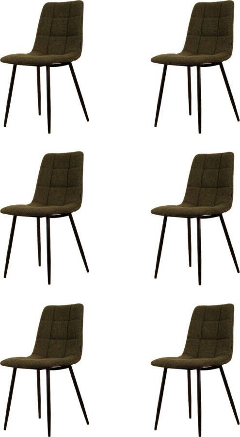 Usuals Elise Eetkamerstoel Groen Boucle Set van 6