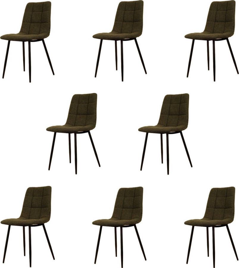 Usuals Elise Eetkamerstoel Groen Boucle Set van 8 45cm x 85cm Stijlvolle eetkamerstoel