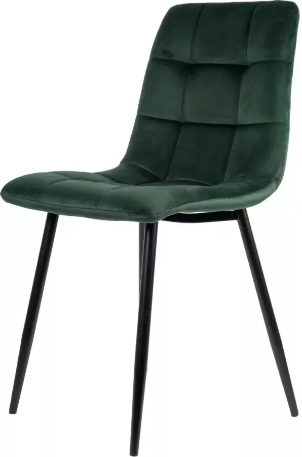 Usuals Elise Eetkamerstoel Groen Velours Velvet Zwart stalen poten Design eetkamerstoel