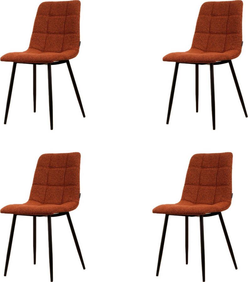 Usuals Elise Eetkamerstoel Koper Boucle Set van 4