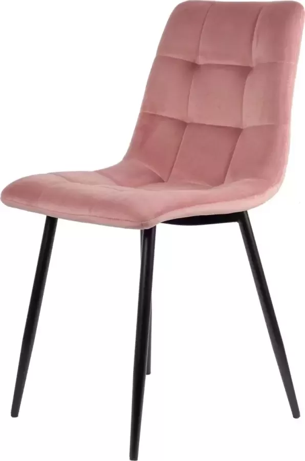 Usuals Elise Eetkamerstoel Roze Velours Velvet Zwart stalen poten Design eetkamerstoel