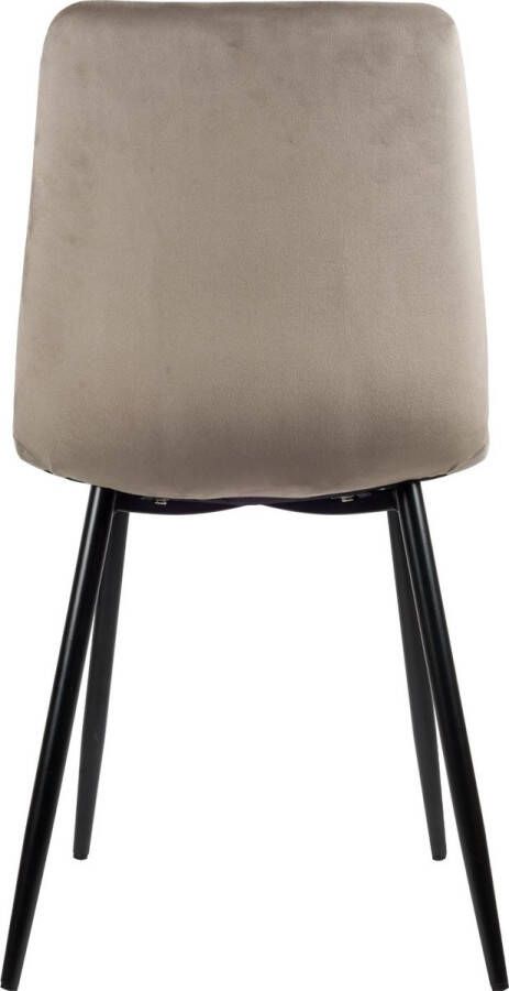 Usuals Elise Eetkamerstoel Beige Velours Velvet Stoel met zwart stalen poten Design eetkamerstoelen - Foto 1