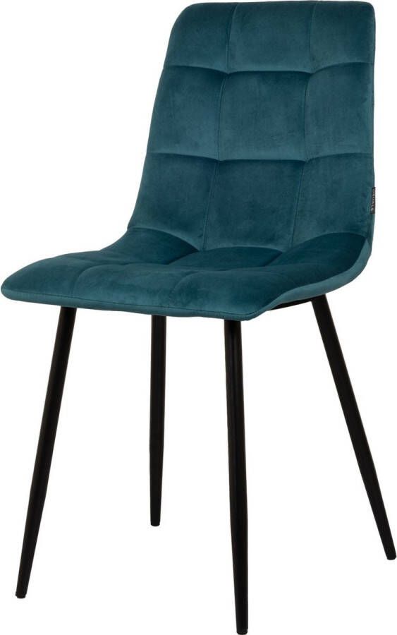 Usuals Elise Eetkamerstoel Velvet Petrol Groen