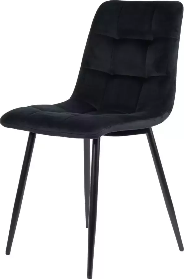 Usuals Elise Eetkamerstoel Zwart Velours Velvet Zwart stalen poten Design eetkamerstoel