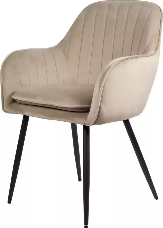 Usuals Gio Eetkamerstoel Beige Velours Velvet Zwart stalen poten Design eetkamerstoel