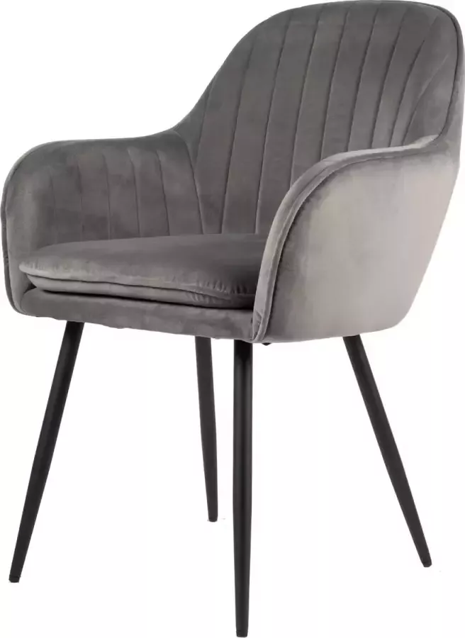 Usuals Gio Eetkamerstoel Licht Grijs Velours Velvet Zwart stalen poten Design eetkamerstoel