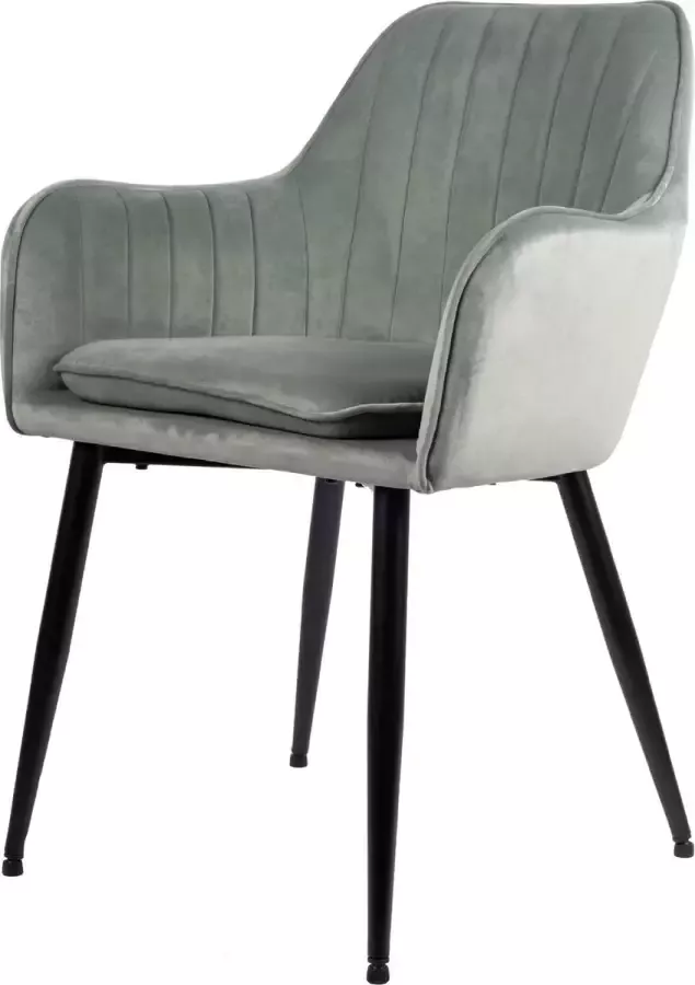 Usuals Gio Eetkamerstoel Muntgroen Velours Velvet Zwart stalen poten Design eetkamerstoel