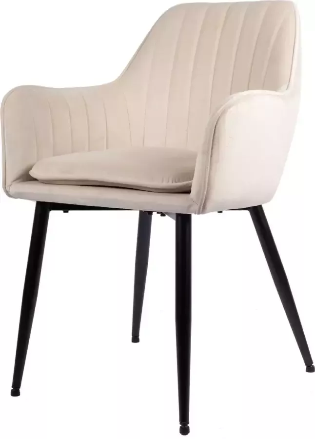 Usuals Gio Eetkamerstoel Off White Velours Velvet Zwart stalen poten Design eetkamerstoel