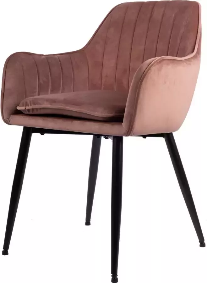 Usuals Gio Eetkamerstoel Oud Roze Velours Velvet Zwart stalen poten Design eetkamerstoel