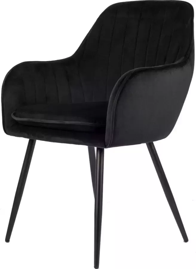 Usuals Gio Eetkamerstoel Zwart Velours Velvet Zwart stalen poten Design eetkamerstoel