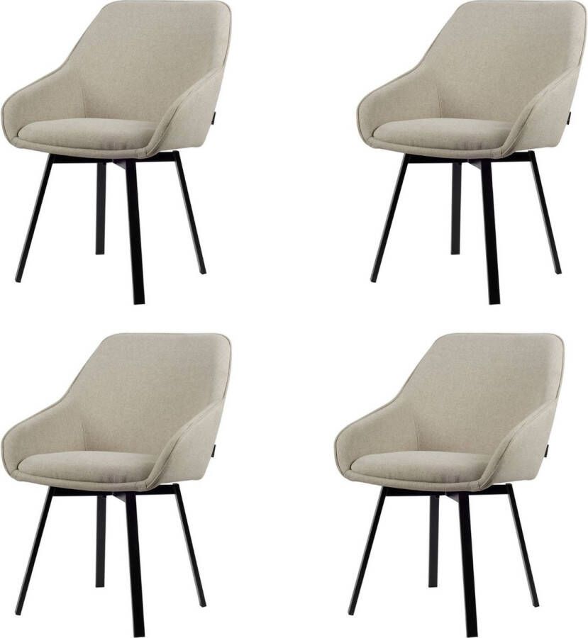 Usuals Lotus Eetkamerstoel Beige Stof Set van 4 58cm x 86cm Stijlvolle eetkamerstoel