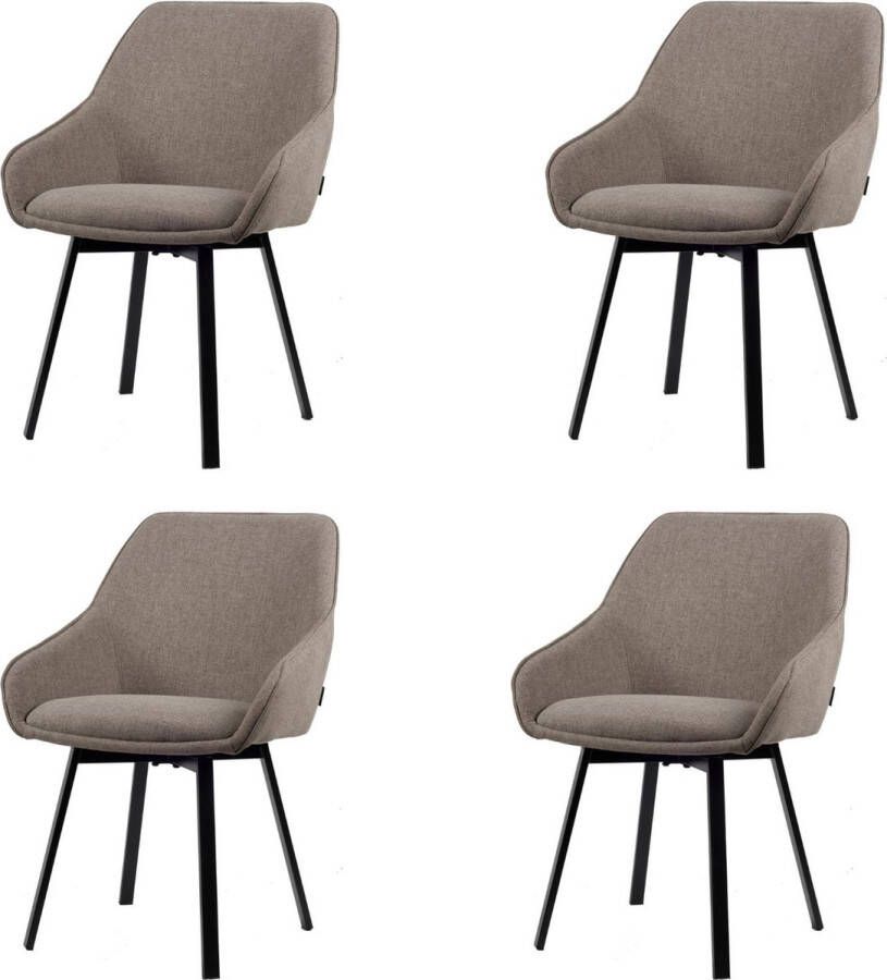 Usuals Lotus Eetkamerstoel Set van 4 Stof Kuipstoel Taupe