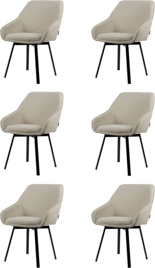 Usuals Lotus Eetkamerstoel Beige Stof Set van 6 58cm x 86cm Stijlvolle eetkamerstoel