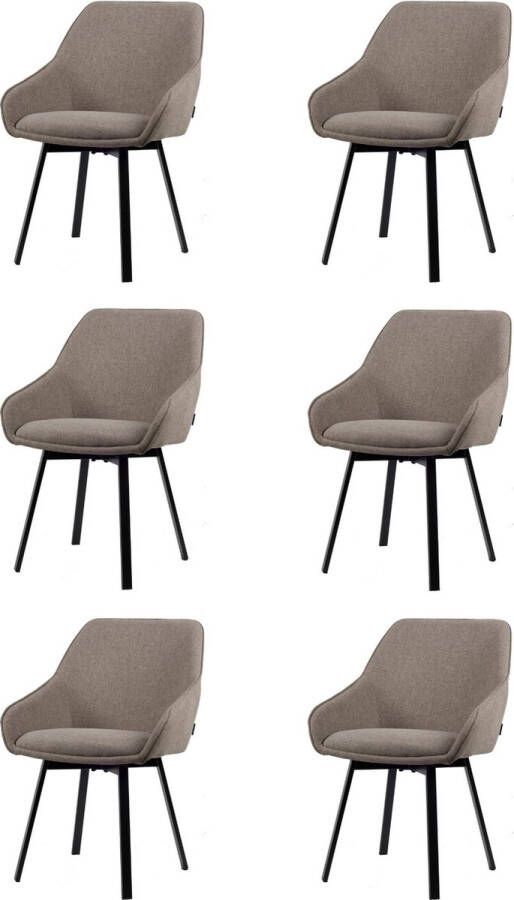 Usuals Lotus Eetkamerstoel Set van 6 Stof Kuipstoel Taupe